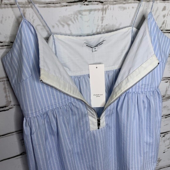 NWT Elizabeth & James Eloise Tank Blue White Striped Poplin Tank Size Medium - Picture 4 of 9